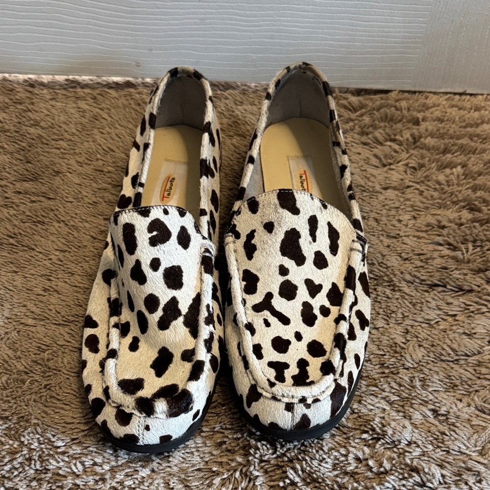 Talbots Black and White Cowprint Loafers